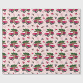 Feline Feesten Kerst Rode Vrachtwagen en Kat Cadeaupapier (Vlak)