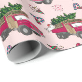 Feline Feesten Kerst Rode Vrachtwagen en Kat Cadeaupapier (Rol Hoek)