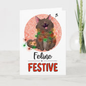 Feline Festive Cat Card Kaart (Voorkant)