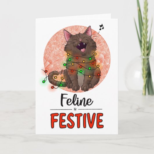 Feline Festive Cat Card Kaart (Voorkant)