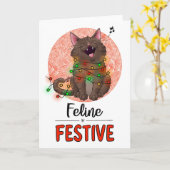 Feline Festive Cat Card Kaart (Gele Bloem)