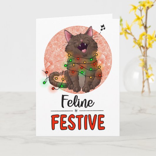 Feline Festive Cat Card Kaart (Gele Bloem)