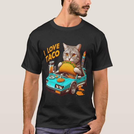Feline Fiesta Ik hou van Taco T-shirt (Voorkant)