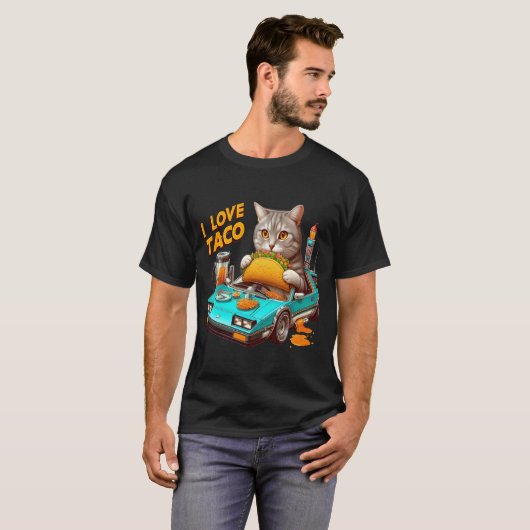 Feline Fiesta Ik hou van Taco T-shirt (Voorkant volledig)