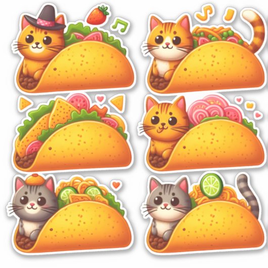 Feline Fiesta in een Taco Sticker (Voorkant)