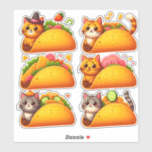 Feline Fiesta in een Taco Sticker (Vel)