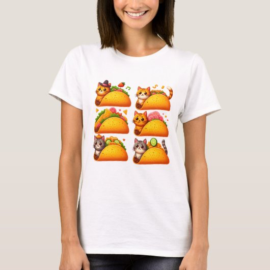 Feline Fiesta in een Taco T-shirt (Voorkant)