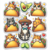 Feline Fiesta: katten en taco's Sticker (Voorkant)