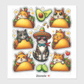 Feline Fiesta: katten en taco's Sticker (Vel)