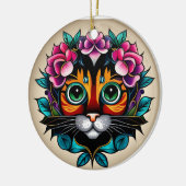 Feline Fiesta: Mexicaanse kat geïnspireerd door vo Keramisch Ornament (Links)