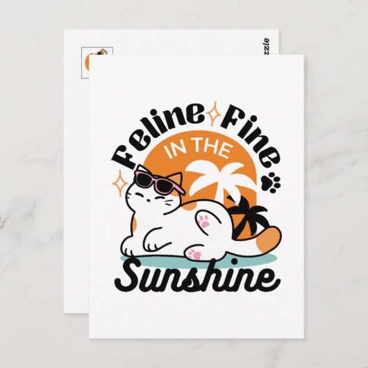 Feline Fine In The Sunshine beroemd gemaakt door R Briefkaart (Voorkant / Achterkant)