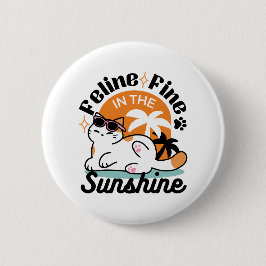 Feline Fine In The Sunshine beroemd gemaakt door R Ronde Button 5,7 Cm