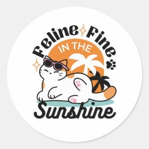 Feline Fine In The Sunshine beroemd gemaakt door R Ronde Sticker