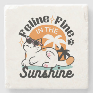 Feline Fine In The Sunshine beroemd gemaakt door R Stenen Onderzetter