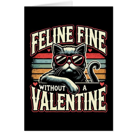 Feline Fine Zonder Valentijn Cat Anti-Valentijnse  (Voorkant)