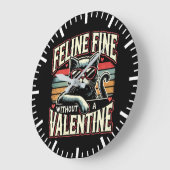 Feline Fine Zonder Valentijn Cat Anti-Valentijnse Grote Klok (Hoek)