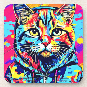 Feline Finesse: Beste Cat Paint Art voor Print Bier Onderzetter