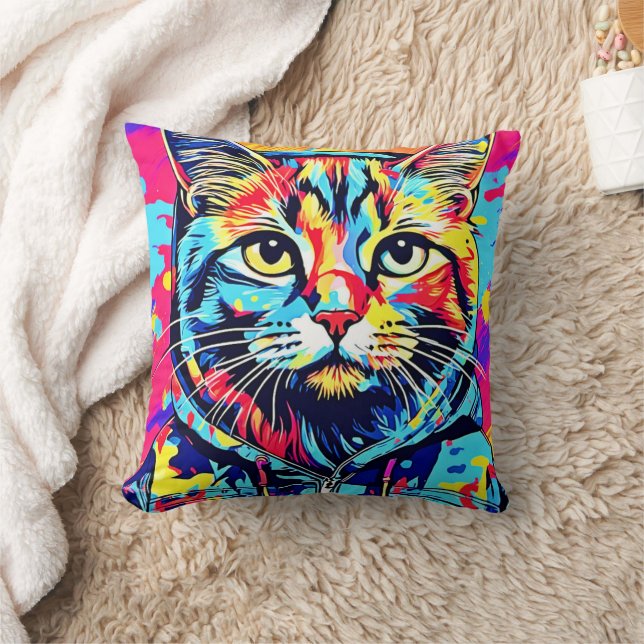 Feline Finesse: Beste Cat Paint Art voor Print Kussen (Deken)