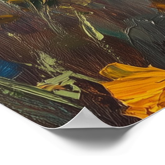 Feline Flight in a Forest of Fire - Leaping Bengal Poster (Hoek)