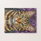 Feline & Floral | Cute Artistic Cat Legpuzzel (Horizontaal)