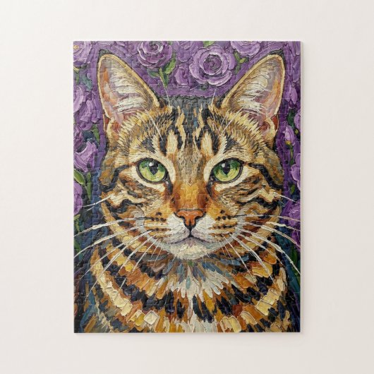 Feline & Floral | Cute Artistic Cat Legpuzzel (Verticaal)