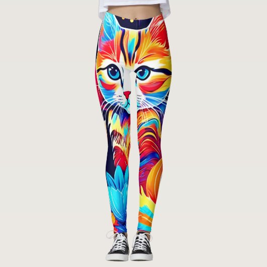Feline Floral Fantasy Leggings (Voorkant)