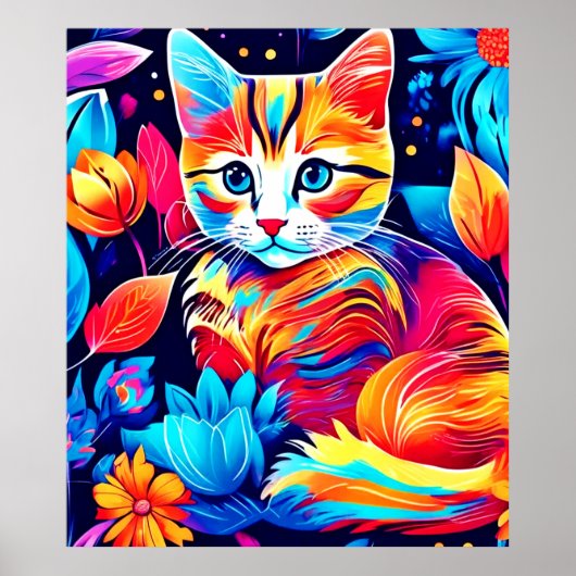 Feline Floral Fantasy Poster (Voorkant)