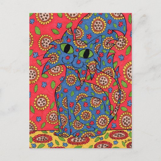 Feline Flower Frenzy Briefkaart (Voorkant)