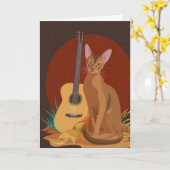 Feline & Folk Music Greeting Card Kaart (Gele Bloem)