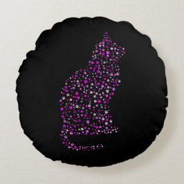 Feline Footprint Art Rond Kussen