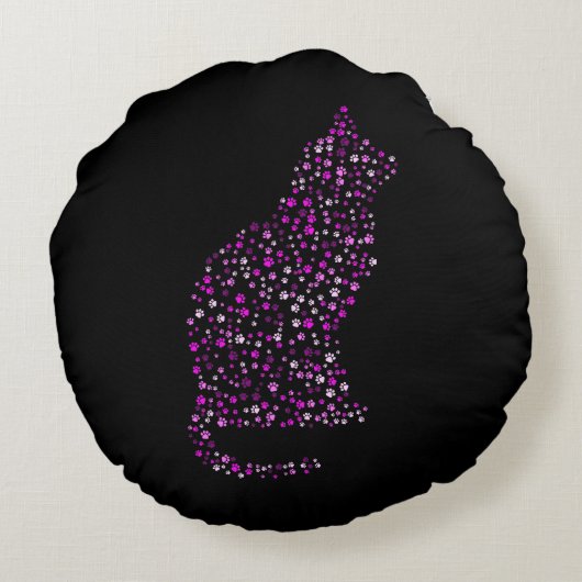 Feline Footprint Art Rond Kussen (Achterkant)