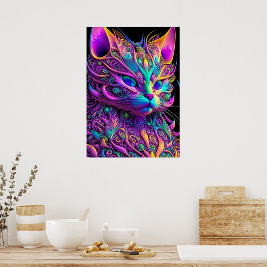 Feline Fractal Beauty 245 Poster (Keuken)