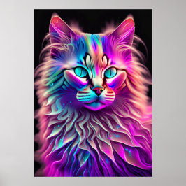 Feline Fractal Beauty 250 Poster