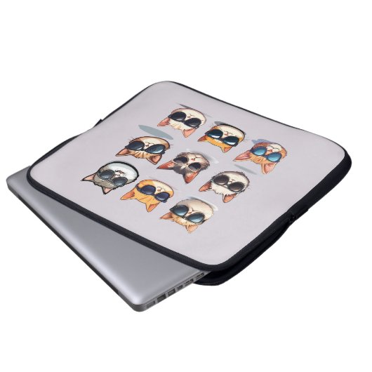 Feline Frenzy Cat Theme Laptop Electronics Bag Laptop Sleeve (Voorkant onderkant)