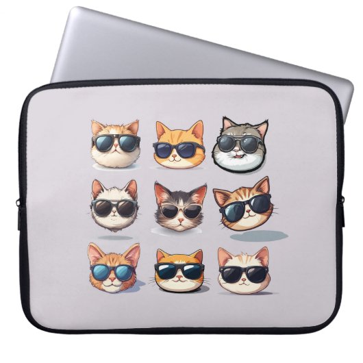 Feline Frenzy Cat Theme Laptop Electronics Bag Laptop Sleeve (Voorkant)