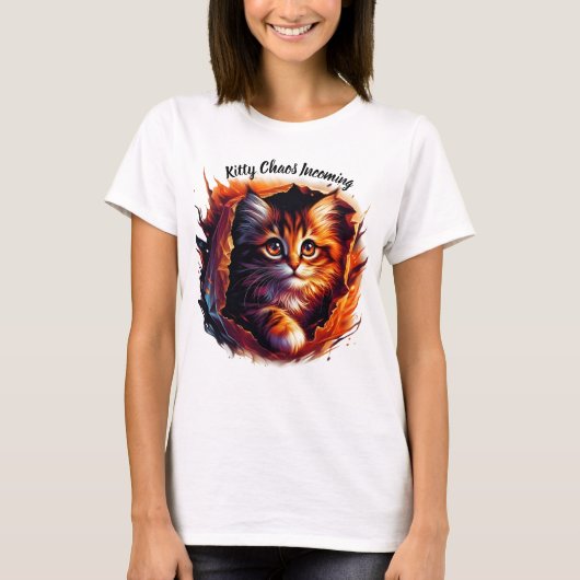 Feline Frenzy: Kat Chaos op komst! T-shirt (Voorkant)