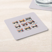 Feline Frenzy - Kattenthema Papier Onderzetter (Schuin)