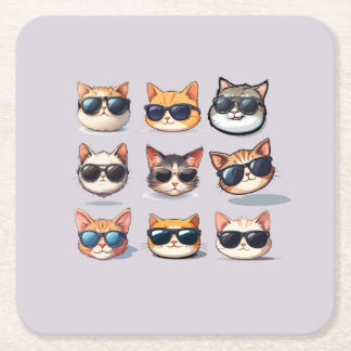 Feline Frenzy - Kattenthema Papier Onderzetter