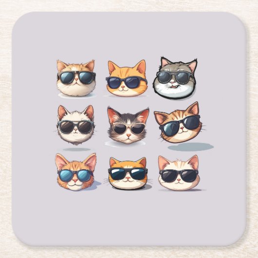 Feline Frenzy - Kattenthema Papier Onderzetter (Voorkant)