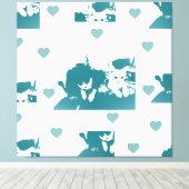 Feline Friends. Adorable Kitten Duo. Canvas Afdruk (Insitu (Houten vloer))