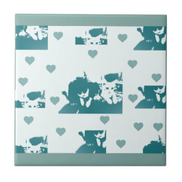 Feline Friends. Adorable Kitten Duo. Tegeltje