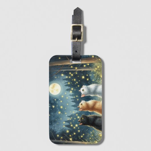Feline Friends en het maanlicht Bagagelabel (Voorkant (verticaal))