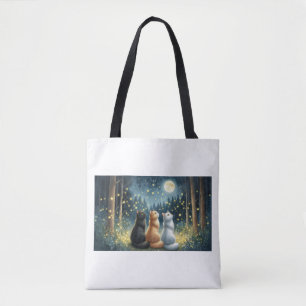 Feline Friends en het maanlicht Tote Bag