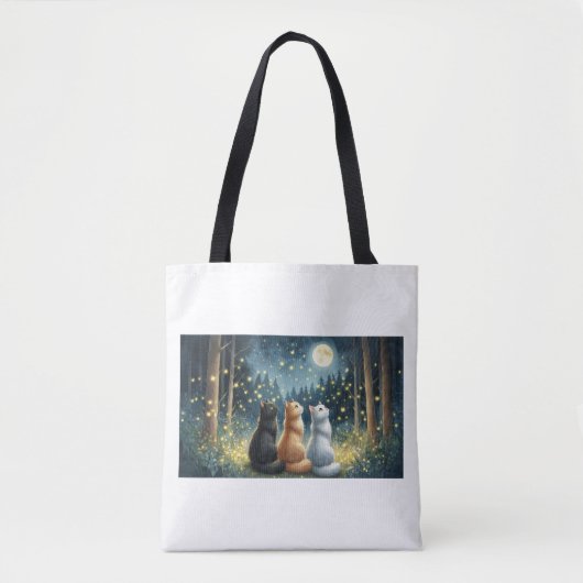 Feline Friends en het maanlicht Tote Bag (Voorkant)