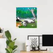 Feline Fun met Fireflies Poster (Thuiskantoor)