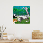 Feline Fun met Fireflies Poster (Keuken)