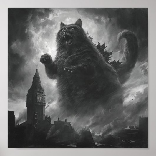 Feline Fury over de ontketening van Catzilla Poster (Voorkant)
