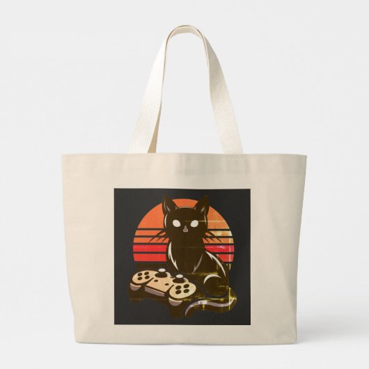 Feline Gamer: The Pavsome Controller Kronieken Grote Tote Bag (Achterkant)