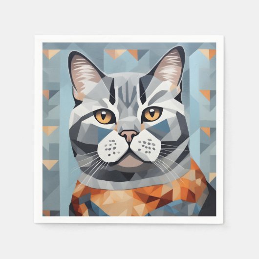 Feline Geometry Brits Korthaar Servet (Voorkant)