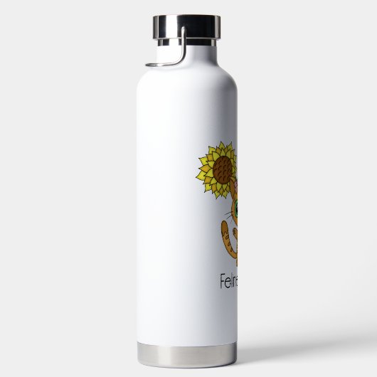 Feline Good | Cute Cartoon Kitty Cat Pun Waterfles (Rechts)